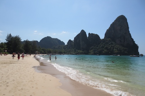 View of Thai Wand Wall Railay Beach Thailand