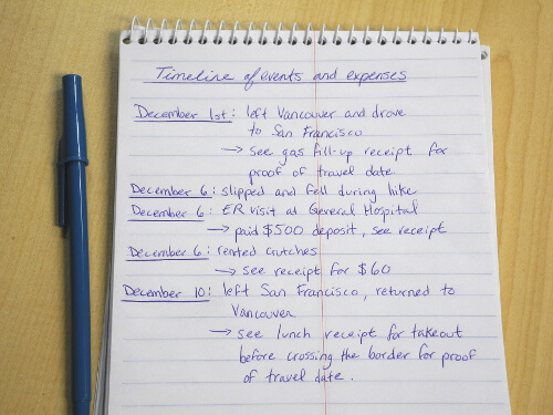 Speed up travel insurance claim with a written timeline