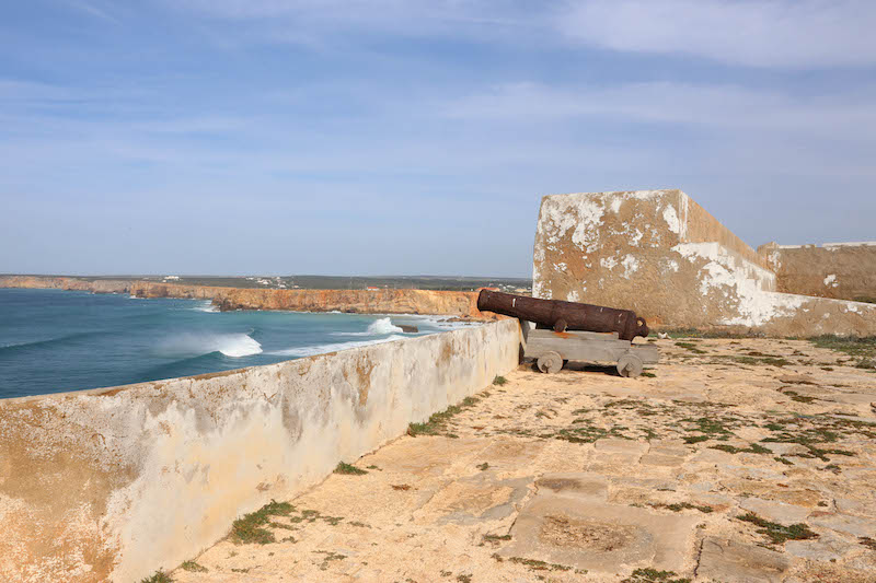 The Atlantic Ocean, as seen from Cape St. Vincent near Sagres, is particularly rough and wild, off the coast of southwestern Portugal.