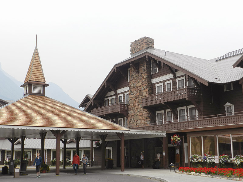 Front view of Many Glacier Resort, Montana.