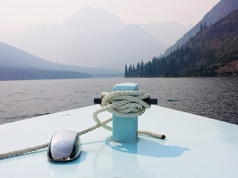 View from bow of boat tour at Lake Josephine.