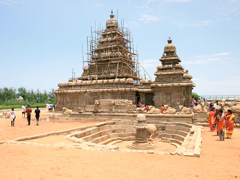 the Shore Temple and view of the beach behind