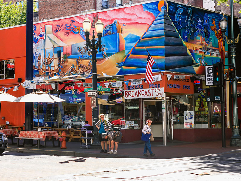 Restaurant covered in art