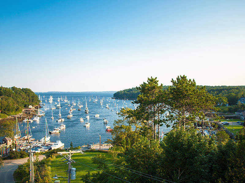 View of the harbour in Rockport, Maine