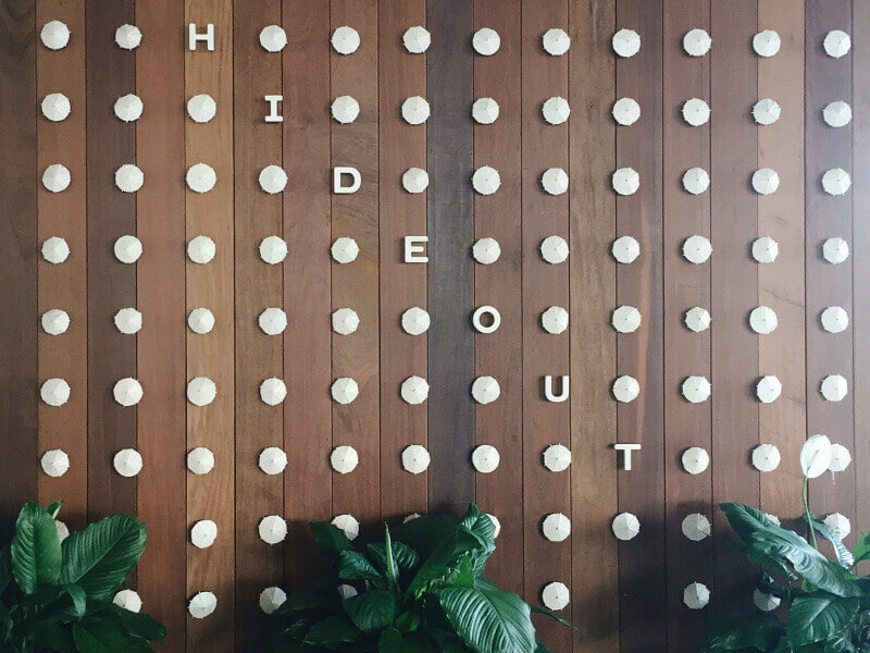 As you enter the restaurant, you’re greeted by this beautiful wall decked out in mini drink umbrellas.