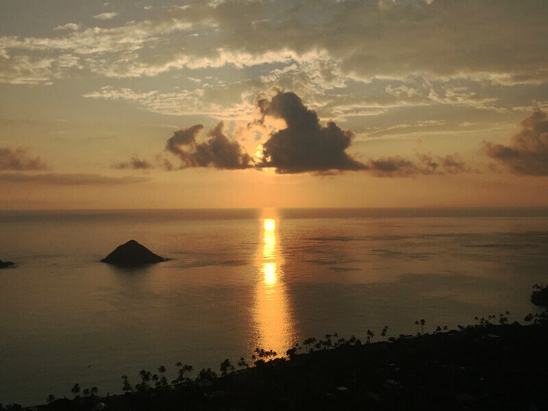 Early bird gets the worm – and the sunrise at the top of the Lanikai Pillbox Trail.