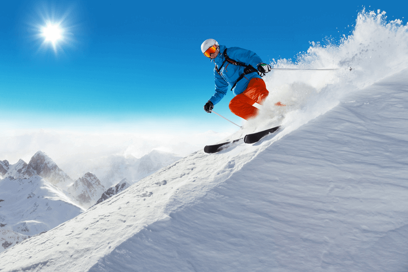 Skier enjoys fresh powder on the mountain