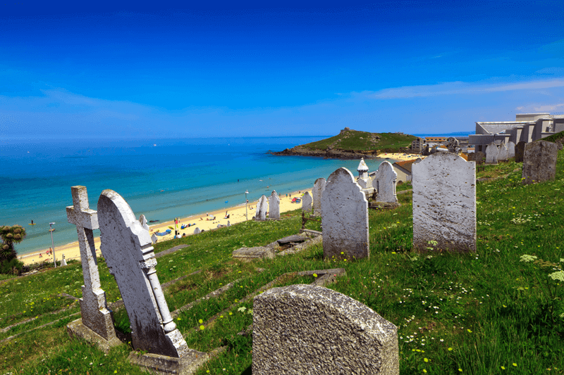 old graveyard overlooking beach