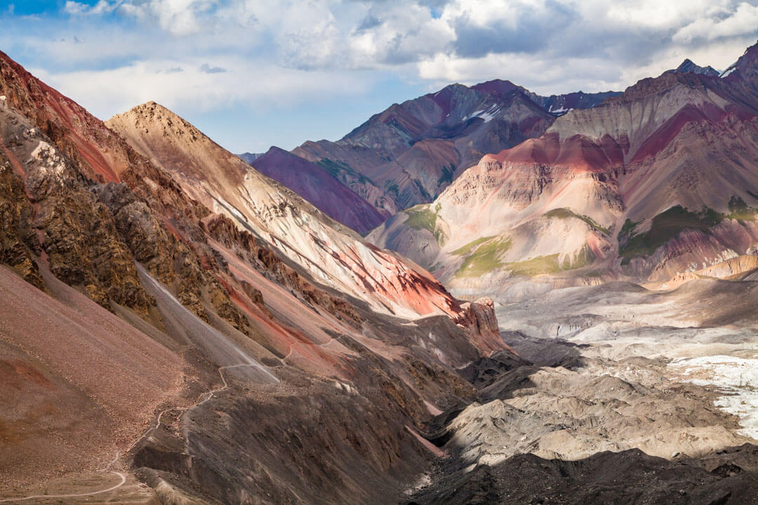 Beautiful view of Pamir mountains near the Lenin peak, Kyrgyzstan