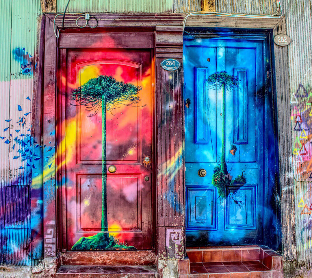 Painted door in Valparaiso Chile