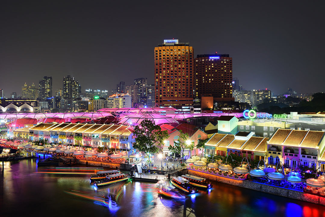 restaurants and boats in Clarke quay, Singapore