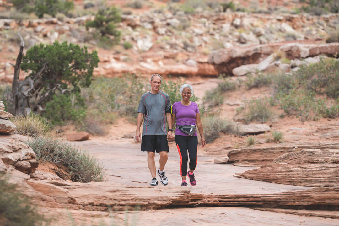 Couple hiking in the desert