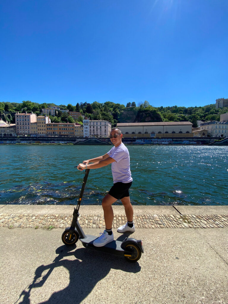 The beautiful scooter ride on the banks of the Saone River.