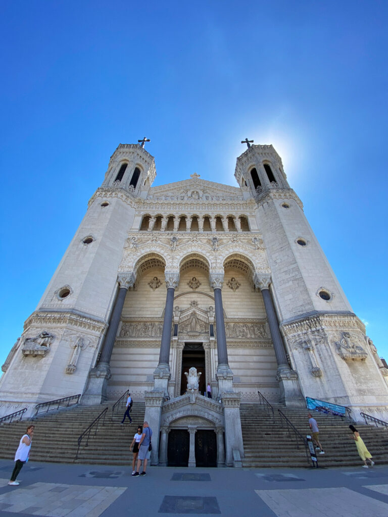 The Basilica Notre-Dame de Fourvière and the view from the top of the hill.