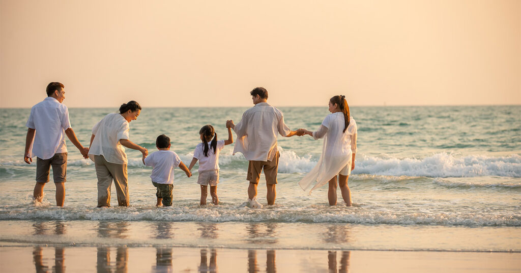Multi-generational family on a beach