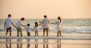 Multi-generational family on a beach